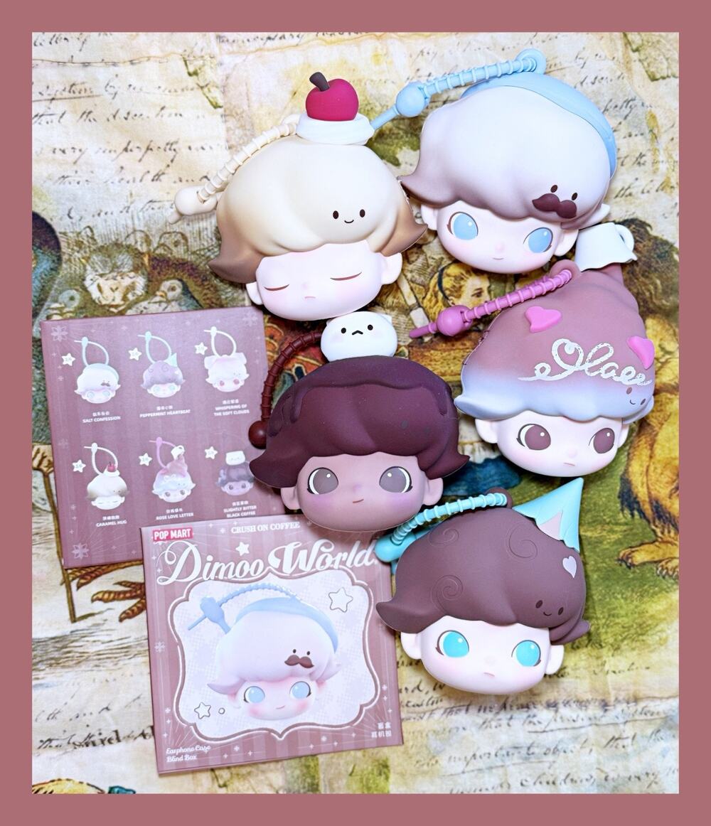 POP MART Dimoo World Crush on Coffee Earphone Case Lot Set of 5 Collectible